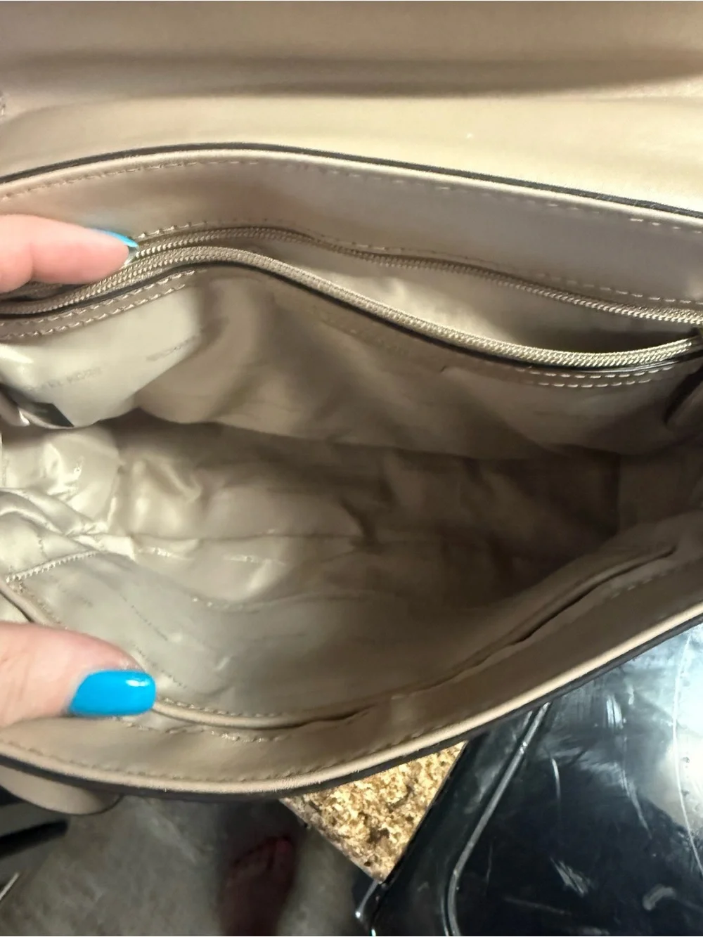 Michael Kors Soft Taupe Leather Scalloped Top-Handle Satchel